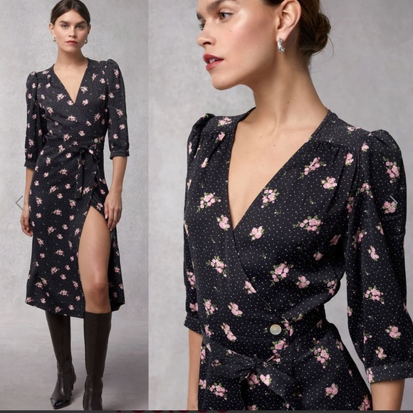 Rouje Dresses & Skirts - Rouje Cupro wrap midi dress Size 6